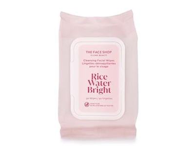 The Face Shop Vegan Cleansing Facial Wipes, Rice Water Bright, 6.13 oz/174 g, 50 Count