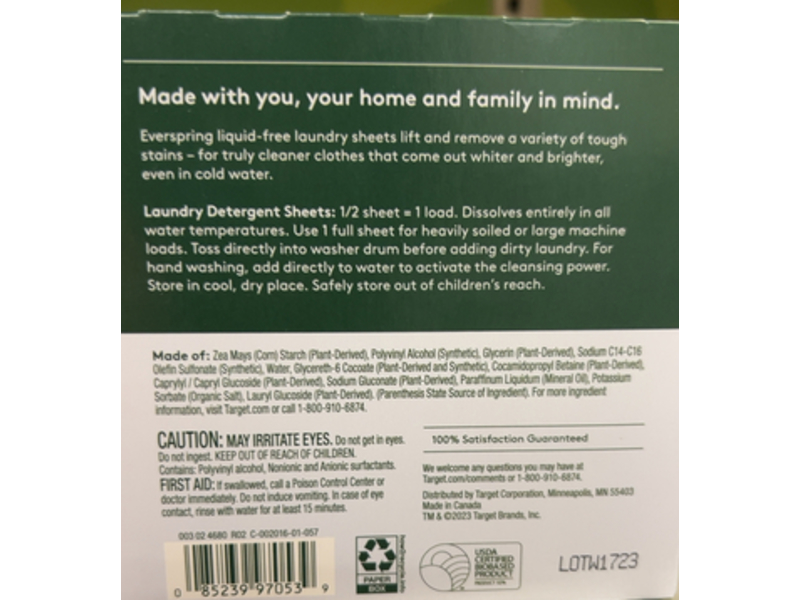 Free & Clear Laundry Detergent Sheets, 64 Loads