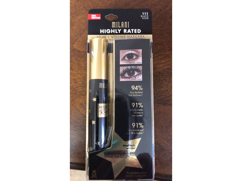 Milani Highly Rated 10-In-1 Volume Mascara, Black, 0.41 fl oz/12 mL