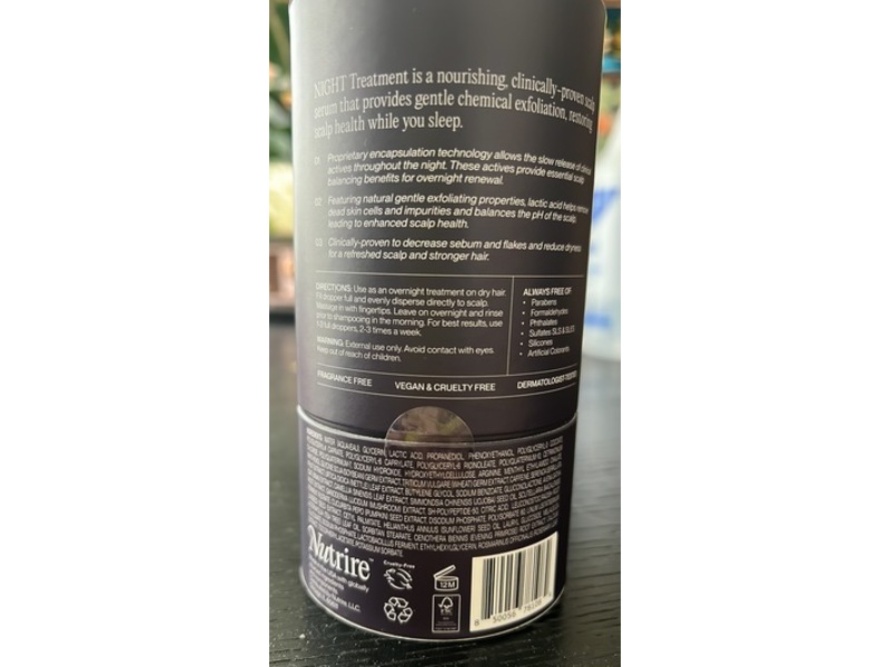 Nutrire T2 Night Treatment Restoring Scalp Serum, 1.7 fl oz/50 mL