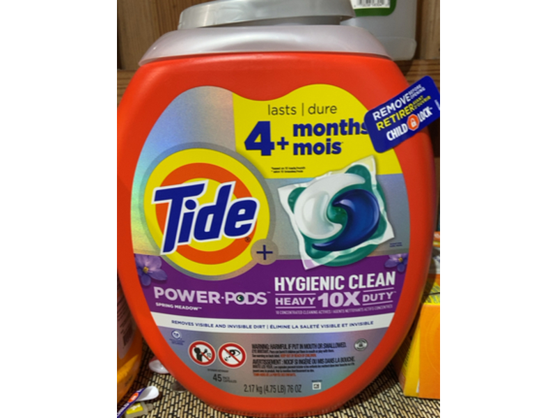 Tide Hygienic Clean Heavy 10x Duty Power Pods Laundry Detergent, Spring Meadow, 76 oz/2.17 kg, 45 Pacs