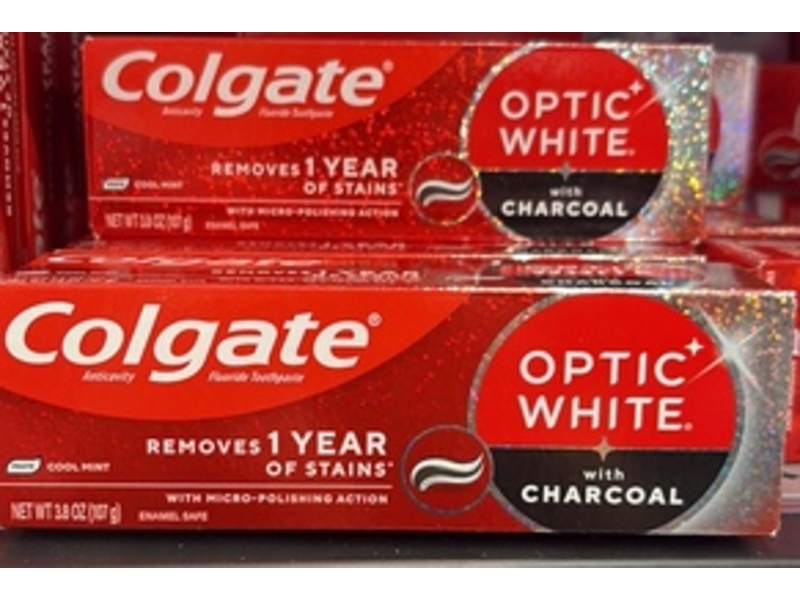 Colgate Optic White Anticavity Fluoride Toothpaste, Charcoal, Cool Mint, 3.8 fl oz/107 g