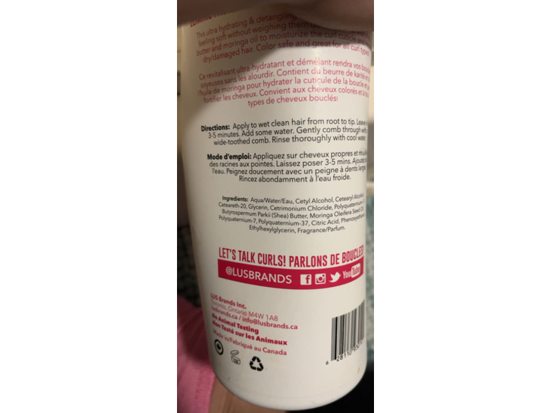 LUS Love UR Curls Silicone-Free Revitalisant Conditioner with Shea Butter & Moringa Oil, 33.8 fl oz/1 L