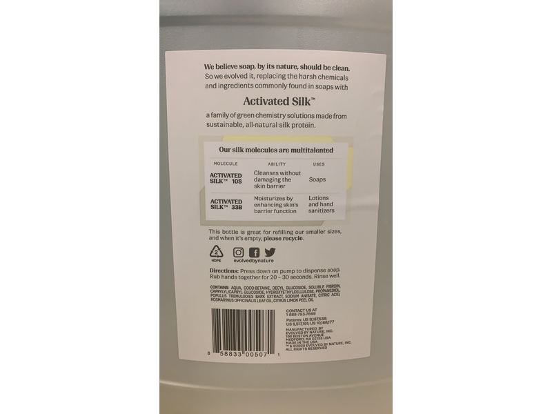 Evolved By Nature Liquid Hand Soap Refill, Rosemary Lemon Essential Oils, Moisturizing Naturally Derived Ingredients Biodegradable Hand Wash, Gallon (128oz)