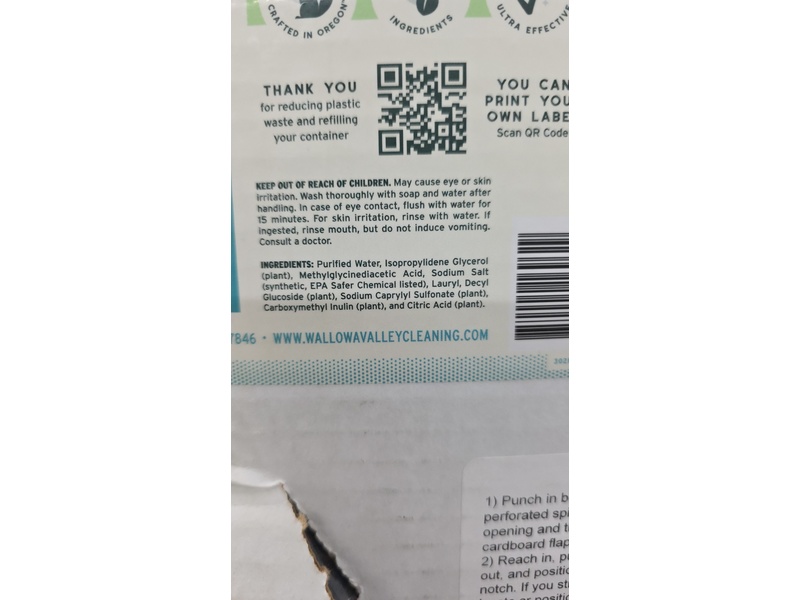 Wallowa Valley Household Cleaner, Fragrance Free, 5 Gallons