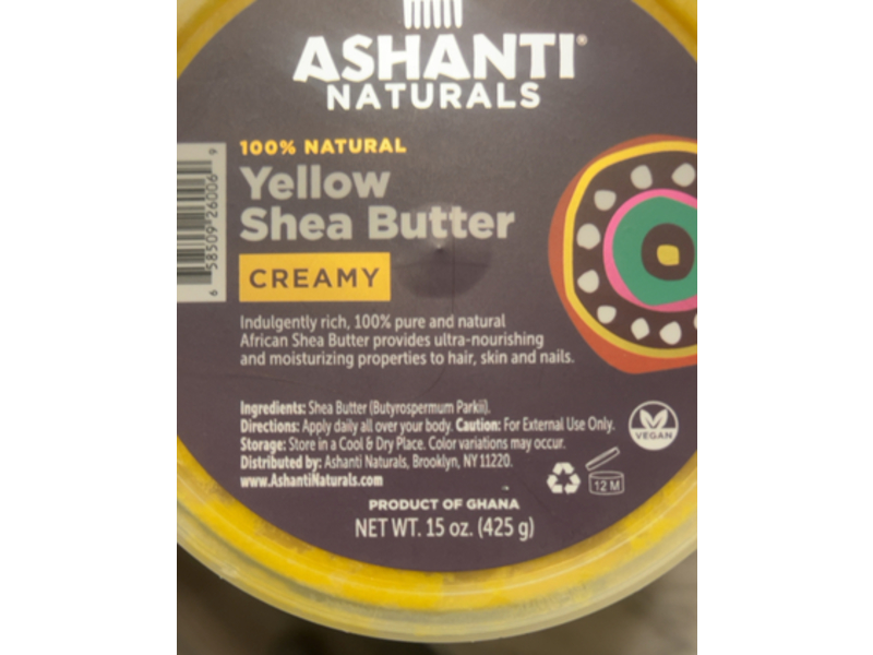 Ashanti Naturals Creamy Yellow Shea Butter, 15 oz/425 g