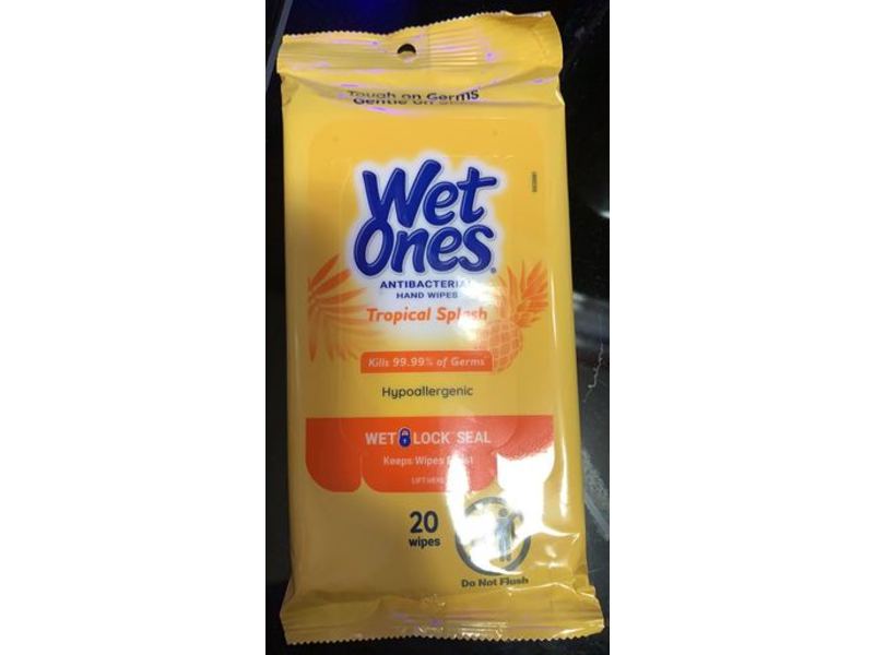 Wet Ones Antibacterial Hand Wipes, Tropical Splash, 20 Count