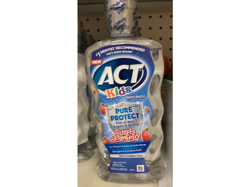 Act Kids Pure Protect Rinse, Simply Strawberry, 16.9 fl oz/500 mL