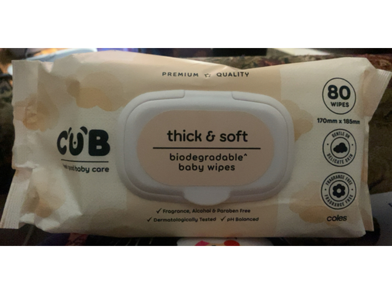 Coles Cub Thick & Soft Biodegradable Baby Wipes, 80 Count