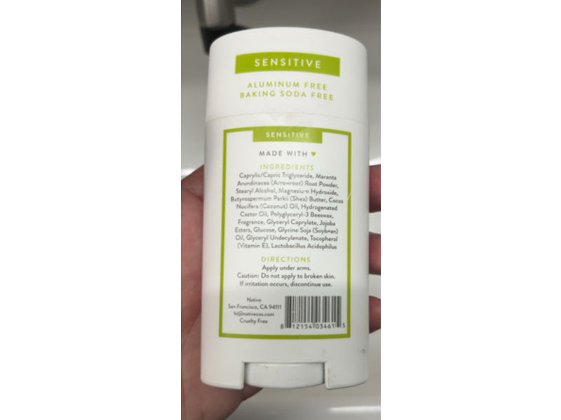 Native Sensitive Deodorant, Matcha & Sweet Cream, 2.65 oz/75 g