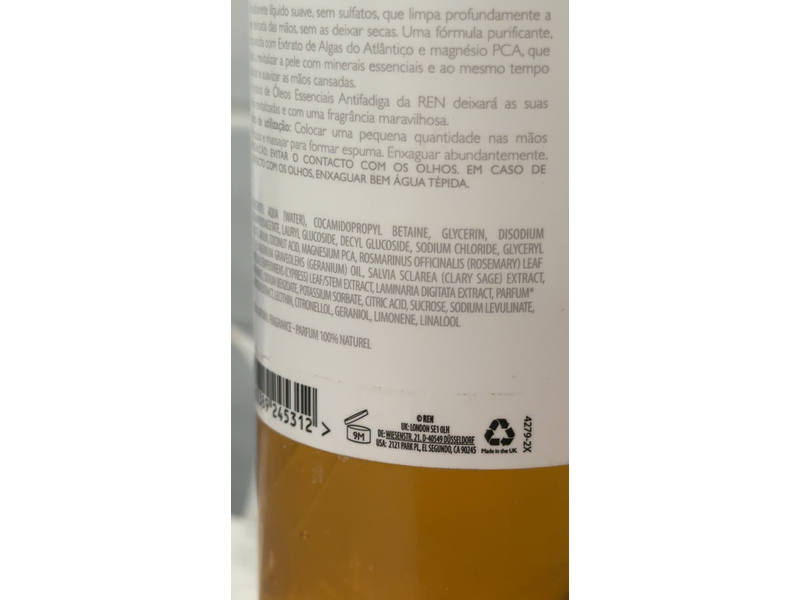 Ren Clean Skincare Energizing Hand Wash, Atlantic Kelp & Magnesium, 10.2 fl oz/300 mL