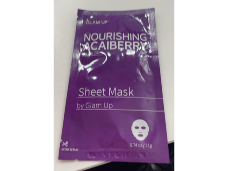 Glam Up Nourishing Sheet Mask, AcaiBerry, 0.74 fl oz/21 g