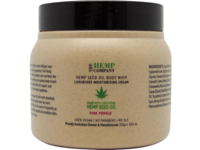 The Hemp Company Body Whip Moisturizing Cream, Pink Pomelo, 8.81 oz/250 g