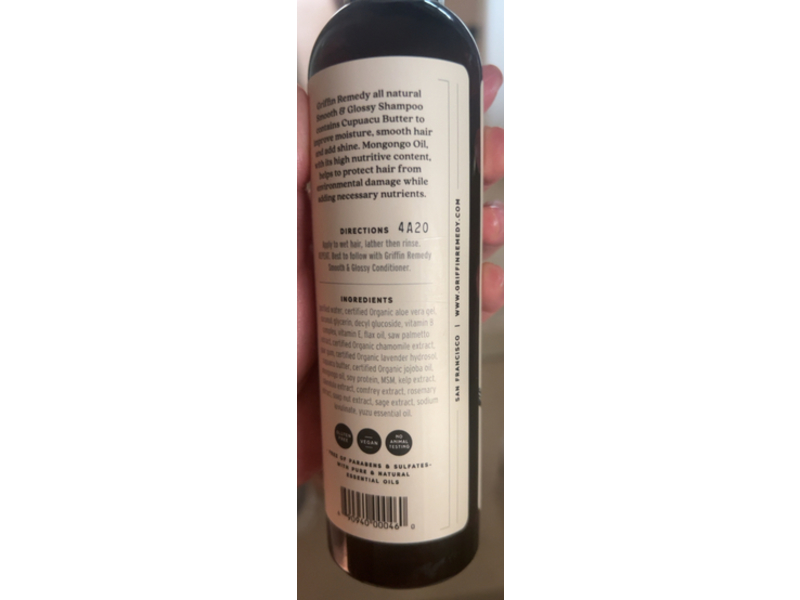 Griffin Remedy Smooth & Glossy Glossing Shampoo, Yuzu Essential Oil, 8 fl oz