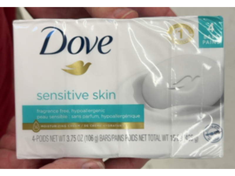 Dove Sensitive Skin Beauty Bar, 3.75 oz/106 g, 4 Count