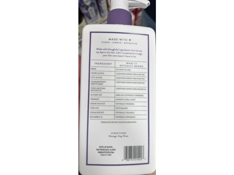 Native Scalp Refreshing Conditioner, Lavender Cloud & Vanilla, 16.5 fl oz/487 mL