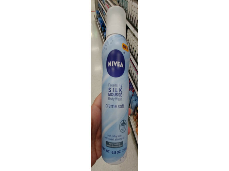 Nivea Creme Soft Foaming Silk Mousse Body Wash, Warm Vanilla & Jasmine Blossom, 6.8 oz/192 g