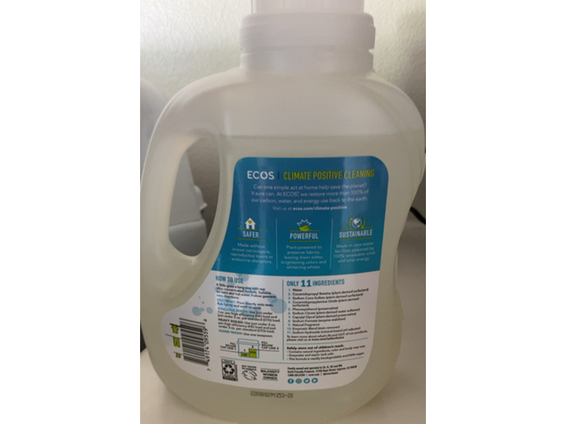 Ecos Plant Powered Laundry Detergent, Lavender, 76 Loads, 70 fl oz/1.07 L