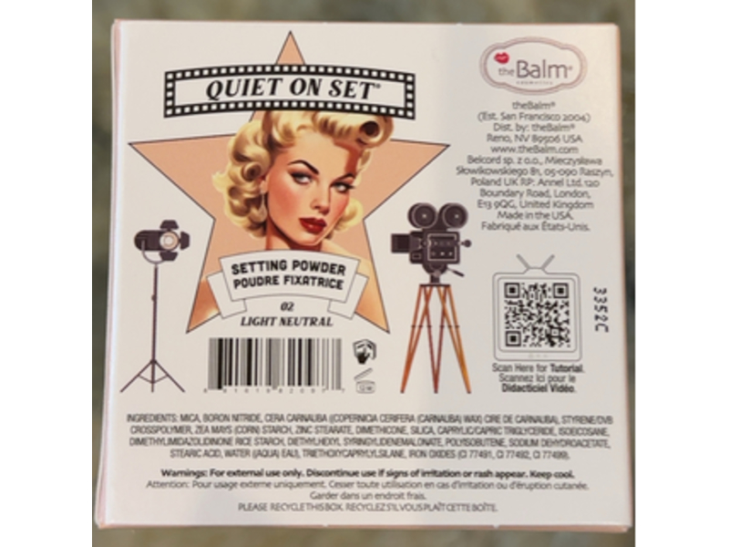 theBalm Quiet On The Set Setting Powder, 02 Light Neutral, 0.28 oz/8 g