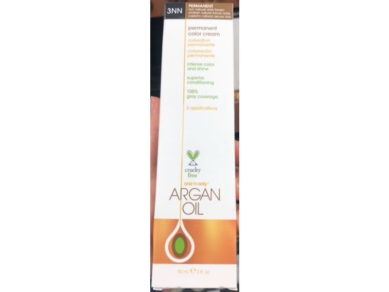 One 'N Only Argan Oil Permanent Color Cream, 3Nn Rich Natural Dark Brown, 3 fl oz/90 mL