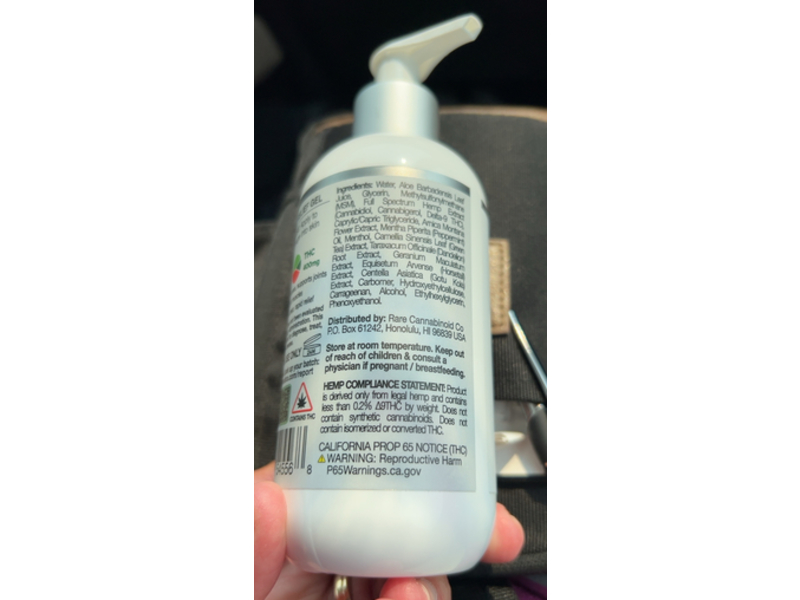 Rare Cannabinoid Company CBG + CBD + THC Rapid Relief Gel, Cooling Topical, 8.5 fl oz/250 mL