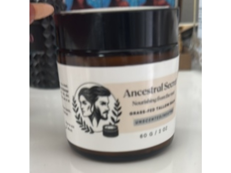 Ancestral Secret Grass-Fed Tallow Balm, Unscented, 2 oz/60 g
