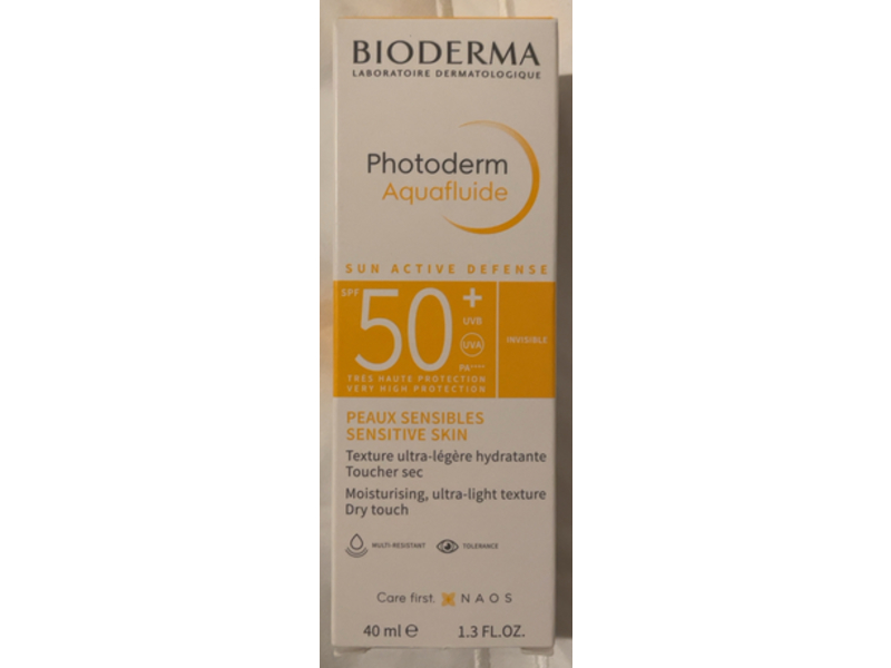 Bioderma Photoderm Aquafluide Sun Active Defense, Sensitive Skin, SPF 50+, 1.3 fl oz/40 mL