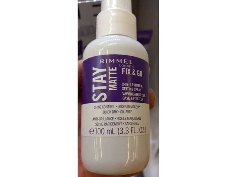Rimmel Stay Matte Fix & Go 2 In 1 Primer & Setting Spray, 3.3 fl oz/100 mL