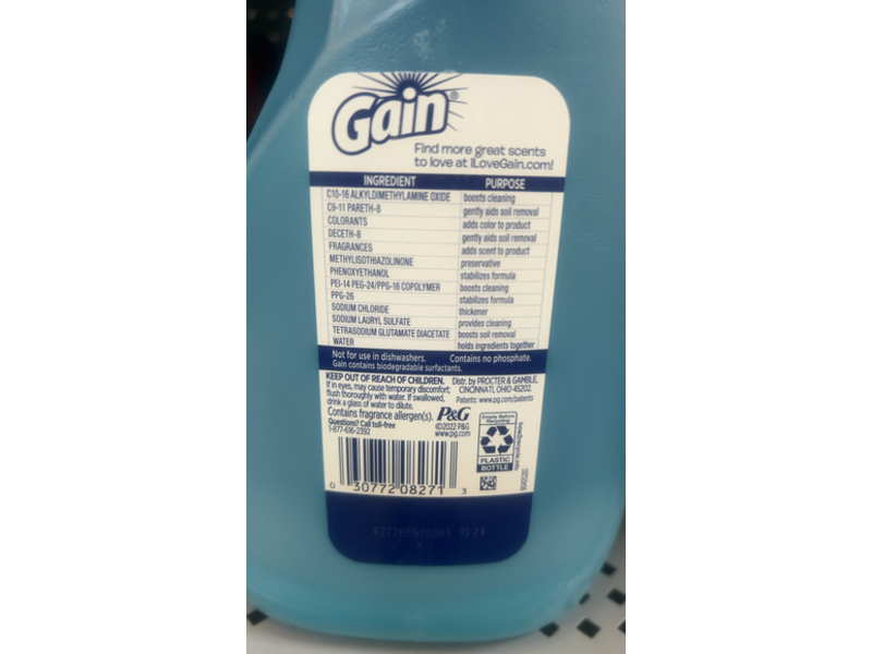 Gain Dishwashing Liquid, Honey Berry Hula Scent, 90 fl oz/2.66 L