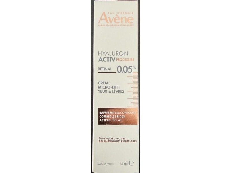 Avene Hyaluron Activ Procedure Micro-Lift Eye & Lip Cream, Retinal 0.05%, 15 mL