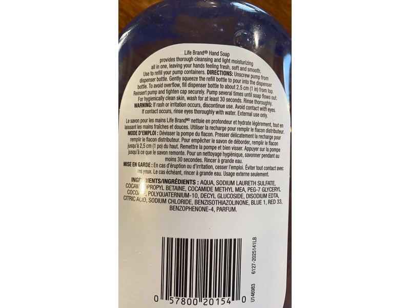 Life Brand Liquid Hand Soap, Fresh Scent, 950 mL