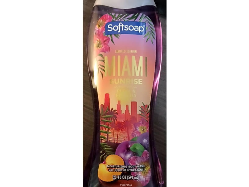 Softsoap Miami Sunrise Moisturizing Body Wash, Plum & Freesia, 20 fl oz/591 mL, 4 Count