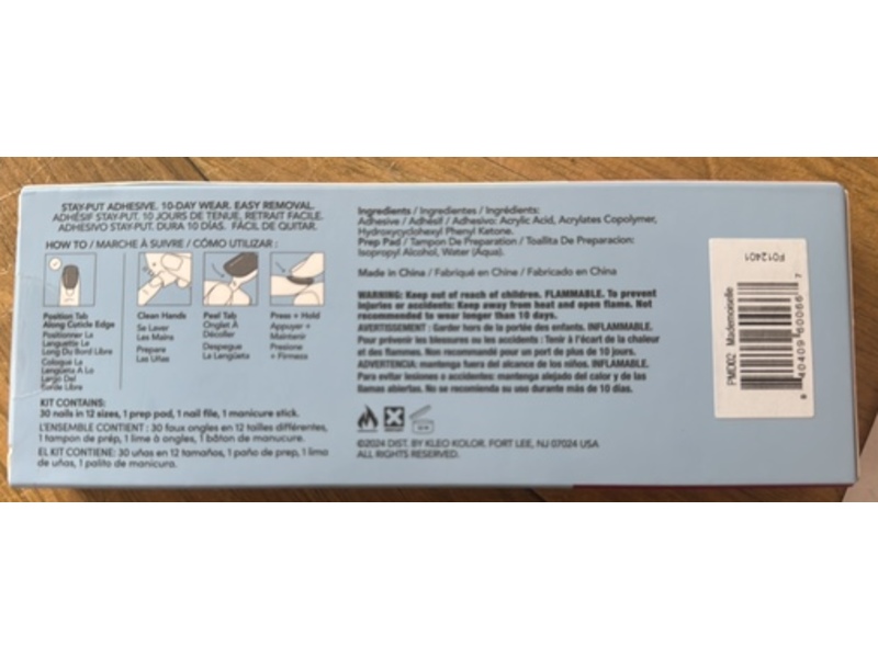 Kleo Kolor Press-On Gel Nail Kit, Mademoiselle, 30 Count