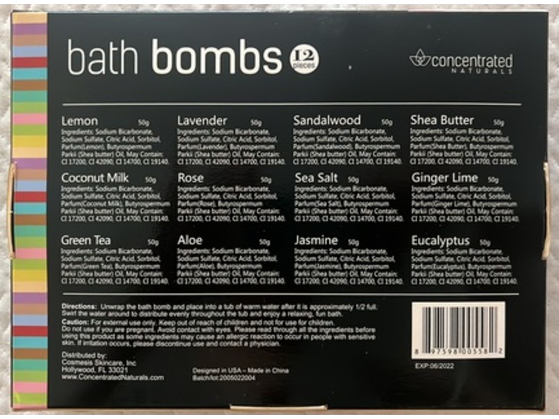 Concentrated Naturals Bath Bomb Set, Relax & Energize, 50 g, 12 Count