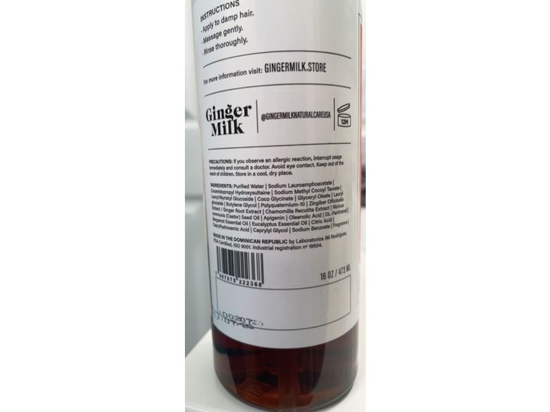 Ginger Milk Be Honest Shampoo, 16 oz/473 mL