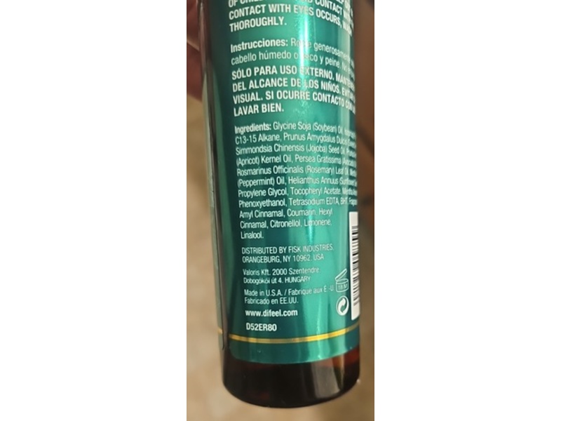 Difeel Strengthening Leave-In Spray, Rosemary & Mint, 8 fl oz/237 mL