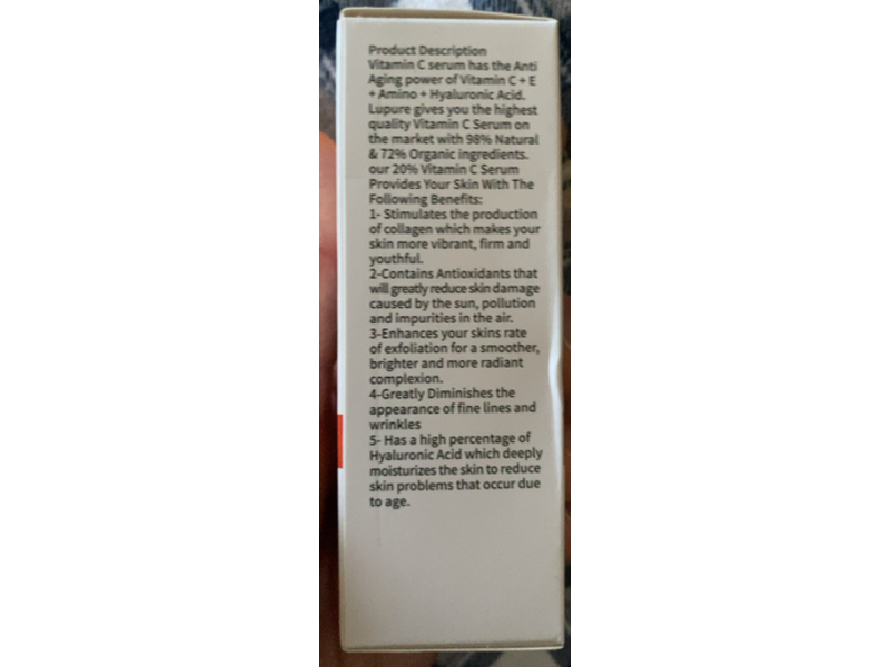 Lupure Naturals Vitamin C Facial Serum, 1 fl oz/30 mL