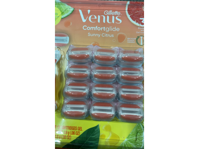 Gillette Venus Comfort Glide Razor, Sunny Citrus, 12 Blade Refills