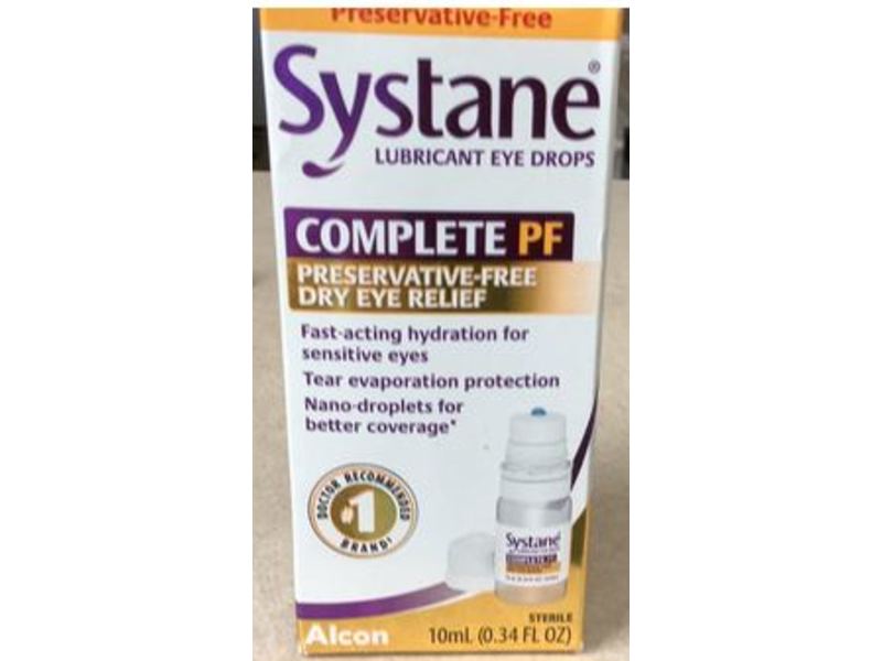 Systane Complete PF Lubricant Eye Drops, 0.34 fl oz/10 mL