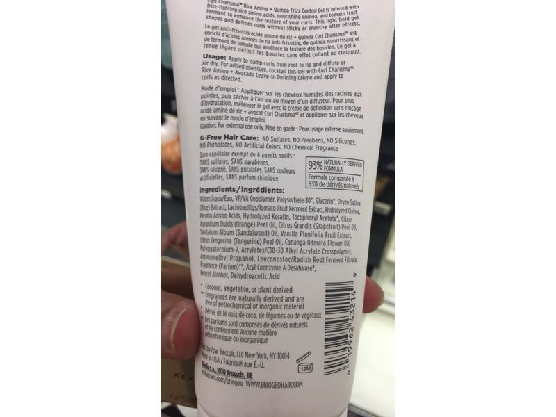 Briogeo Curl Charisma Rice Amino + Quinoa Frizz Control Gel, 5.5 oz|162 mL