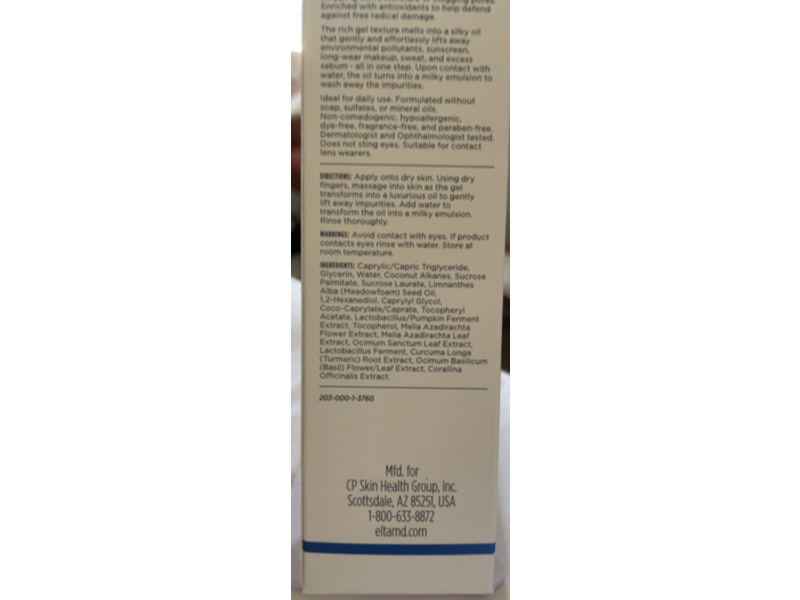EltaMD Oil-In-Gel Face Cleanser, 3.4 fl oz/100 mL