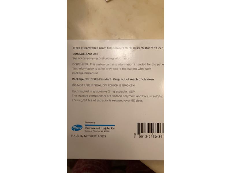 Estring Estradiol Vaginal Ring 2 mg, Pfizer (RX) Ingredients and Reviews