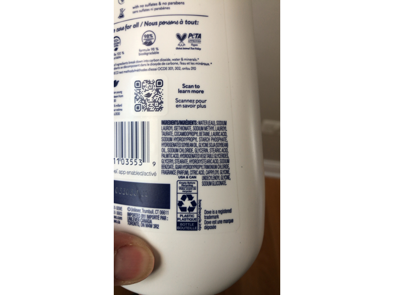 Dove Sensitive Skin Body Wash, 23 fl oz/600 mL