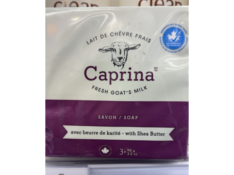 Caprina Fresh Goat’s Milk Soap, Shea Butter, 3.2 oz/90 g, Pack Of 3