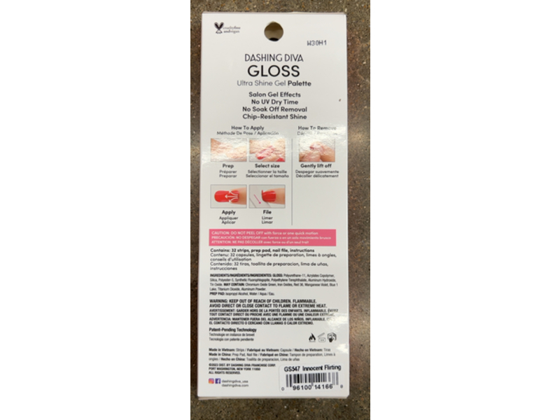 Dashing Diva Gloss Ultra Shine Gel Nail Strips, Innocent Flirting, 32 Count