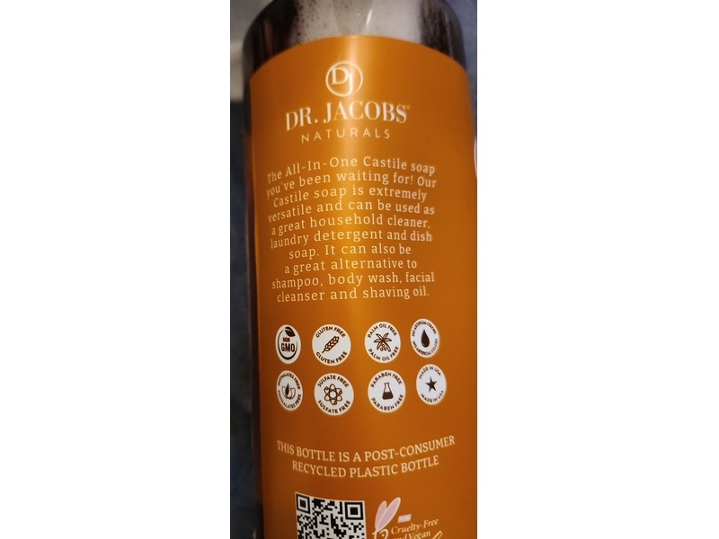 Dr. Jacobs Naturals Pure Castile All-In-One Soap, Orange + Ginger, 32 fl oz/946 mL