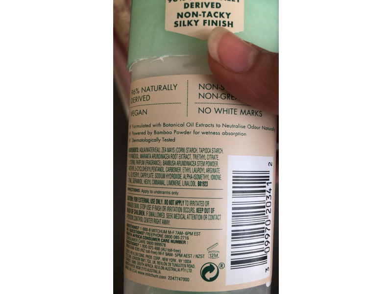 Mitchum Natural Power Gel Cream Deodorant, Lime & Eucalyptus, Bamboo Powder, 63 g