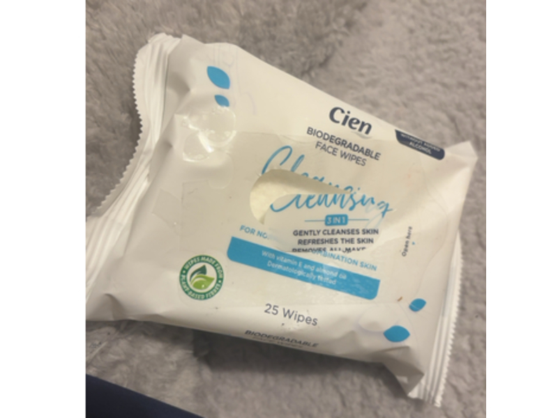 Cien Cleansing Face Wipes, Vitamin E & Almond Oil, 25 Count