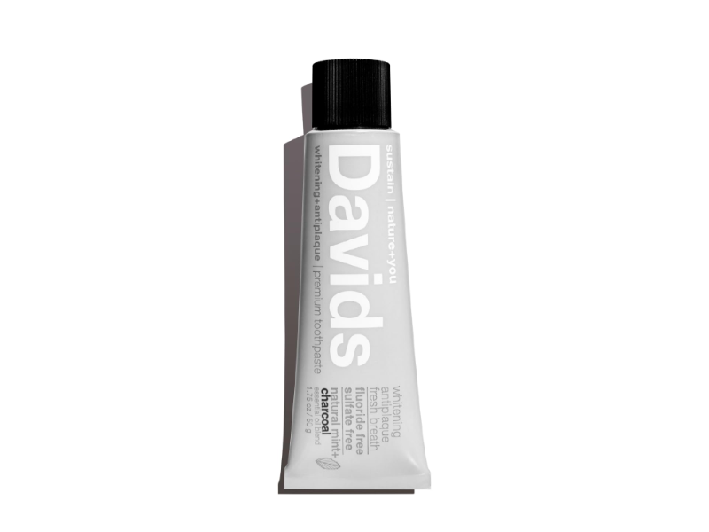 Davids Whitening + Antiplaque Toothpaste, Natural Mint + Charcoal, 1.75 oz/50 g, Pack Of 3