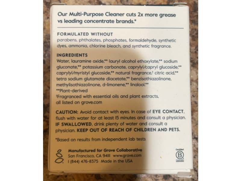 Grove Co. Multi Purpose Cleaner, Apple & Pear Blossom, 1 fl oz/30 mL, Pack Of 2